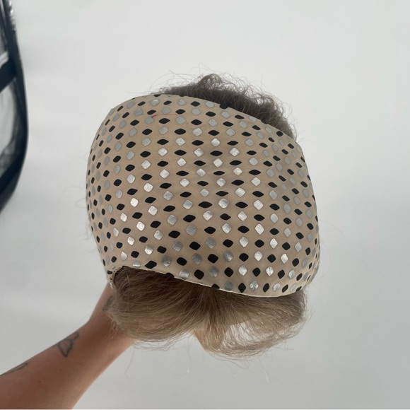 2FOR$30 Vintage Cream Fascinator With Black & Silver Pattern / Headband - Picture 13 of 14